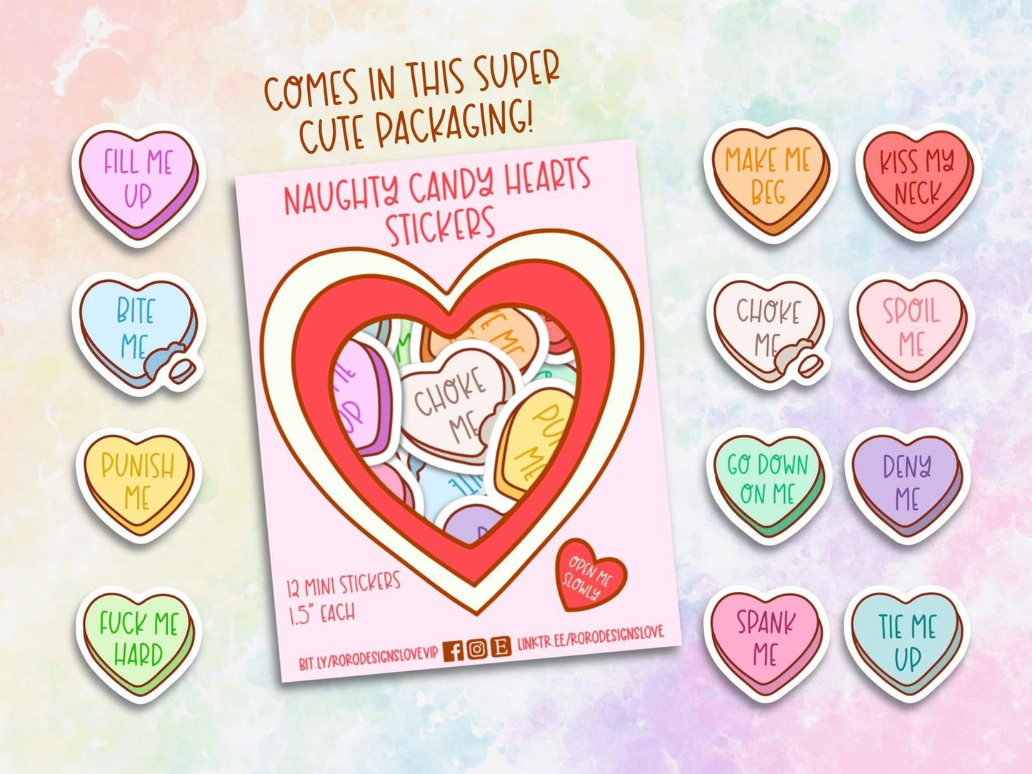 Naughty Candy Hearts 12-Sticker Packs